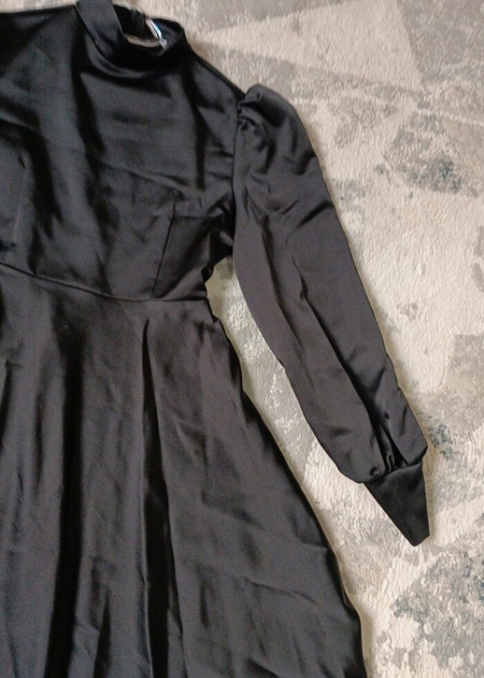 Saten a kesim elbise - Görsel 4