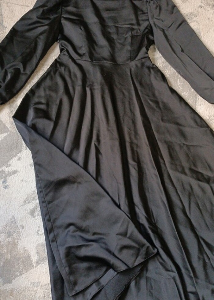 Saten a kesim elbise - Görsel 5