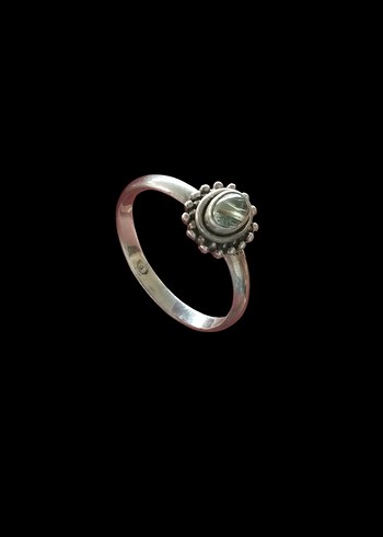 Beden gri Renk 925 ayar gümüş doğal taşlı minimal yüzük