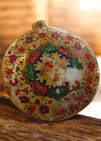 Antika  eski İran işi sedef üzeri el boyaması kolyeucu - Görsel 5