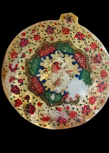 Antika  eski İran işi sedef üzeri el boyaması kolyeucu - Görsel 4