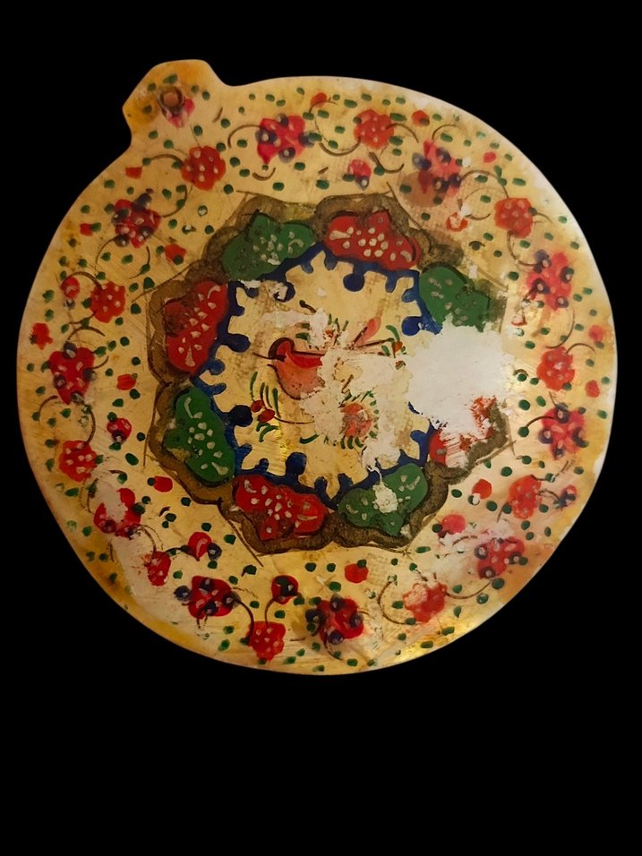 Antika  eski İran işi sedef üzeri el boyaması kolyeucu - Görsel 2