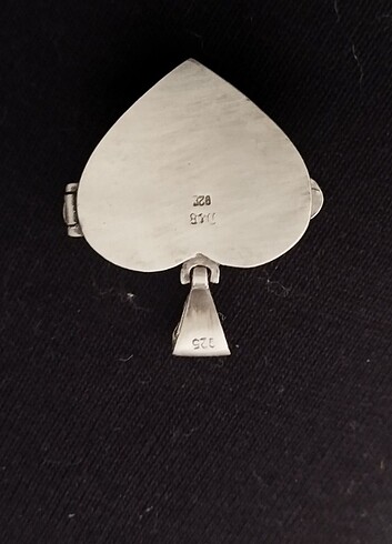 Beden gri Renk 925 ayar kalp locket kolye