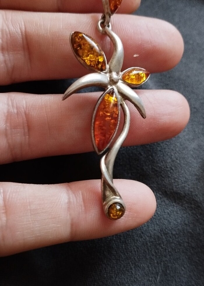 925 ayar amber kolye ucu - Görsel 4