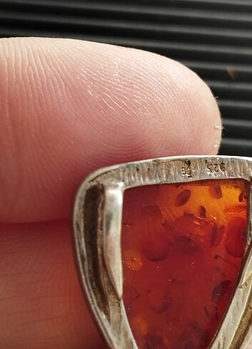 925 ayar kehribar kolye ucu - Görsel 5