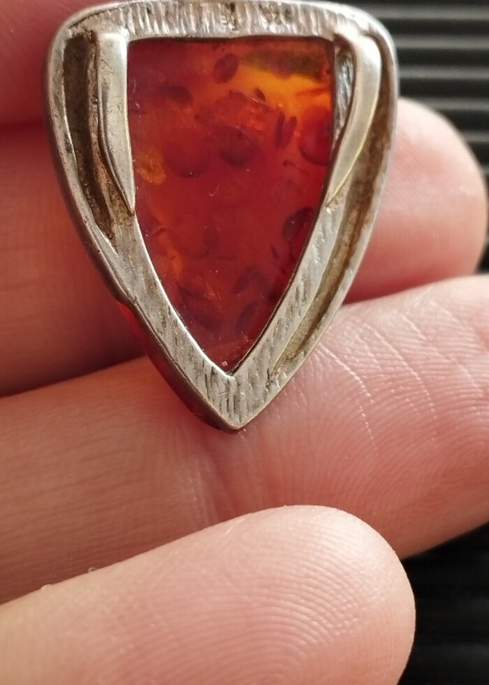 925 ayar kehribar kolye ucu - Görsel 3