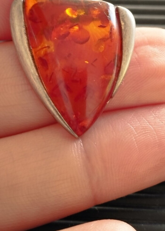 925 ayar kehribar kolye ucu - Görsel 2