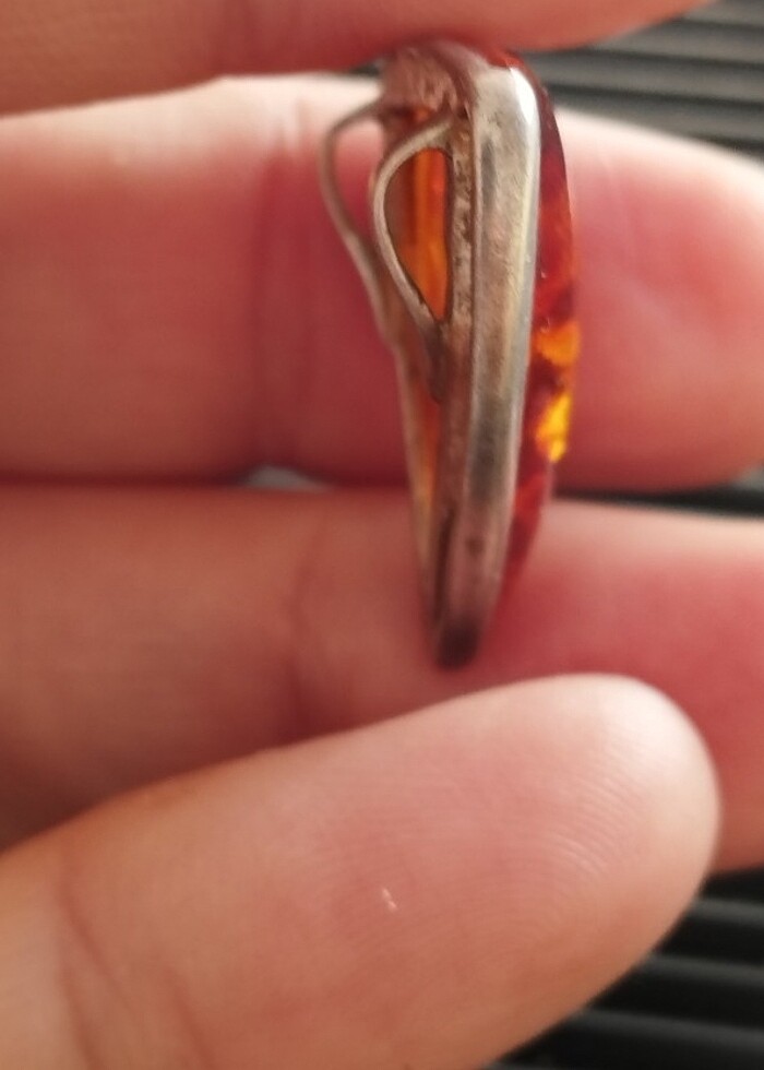 925 ayar kehribar kolye ucu - Görsel 4