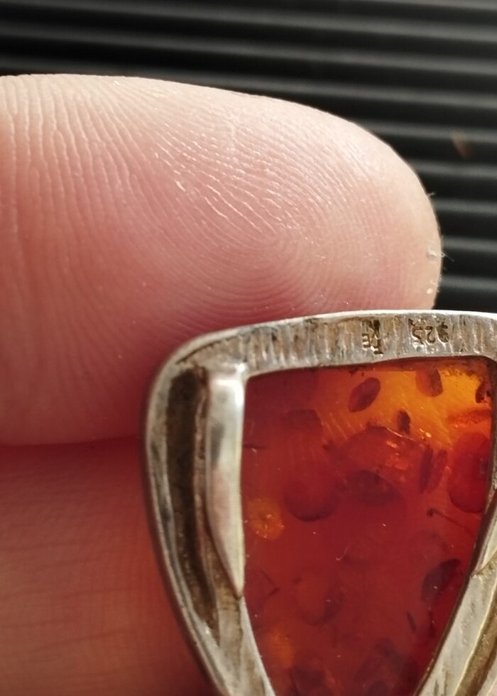 925 ayar kehribar kolye ucu - Görsel 5