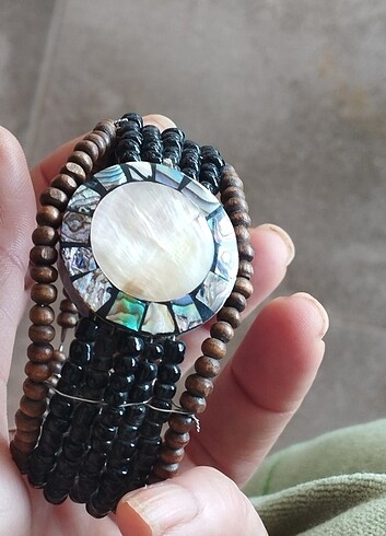 Tasarımcı Vintage eski el yapımı abalone bileklik