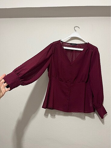 Vişne rengi bordo transparan LCW bluz