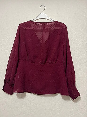 LC Waikiki Vişne rengi bordo transparan LCW bluz