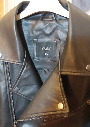 erkek Siyah Deri Biker Ceket - Görsel 2