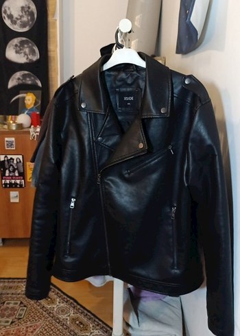 erkek Siyah Deri Biker Ceket - Görsel 3