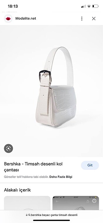 bershka timsah desenli beyaz çanta