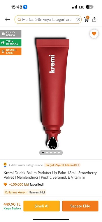 Kremi dudak bakım parlatıcı lip balm