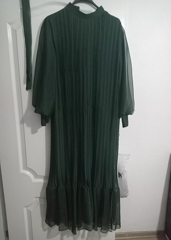 pliseli sifon elbise - Görsel 2