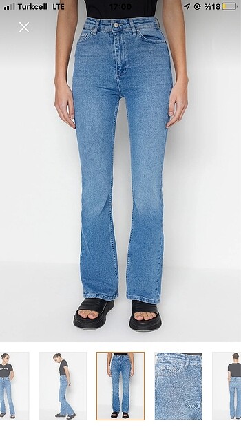 xl Beden mavi Renk Trendyolmilla Flare Jean İspanyolpaça