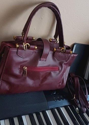 Bordo Deri Tokalı Kadın Çanta - Görsel 5
