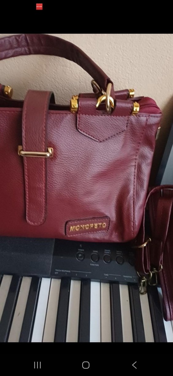 Bordo Deri Tokalı Kadın Çanta - Görsel 3