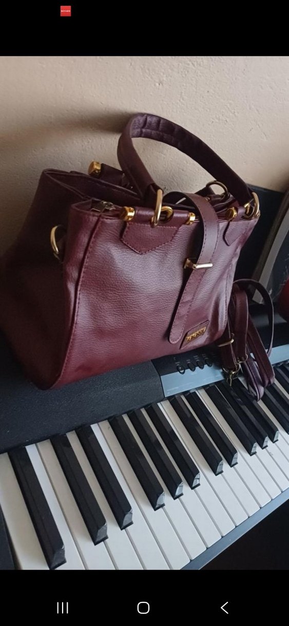 Bordo Deri Tokalı Kadın Çanta - Görsel 4