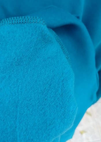 Mavi Kapüşonlu Fermuarlı Kadın Sweatshirt - Görsel 5