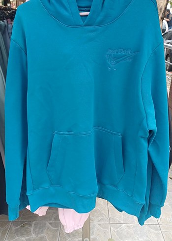 Mavi Kapüşonlu Fermuarlı Kadın Sweatshirt - Görsel 3