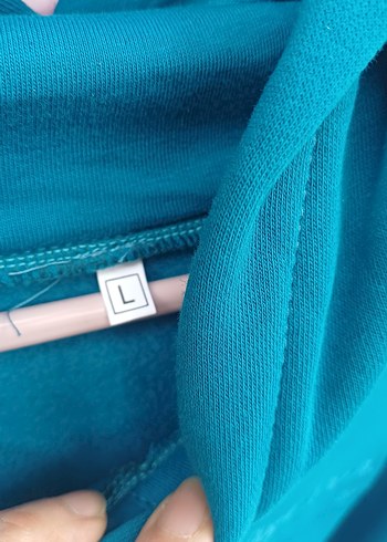 Mavi Kapüşonlu Fermuarlı Kadın Sweatshirt - Görsel 4