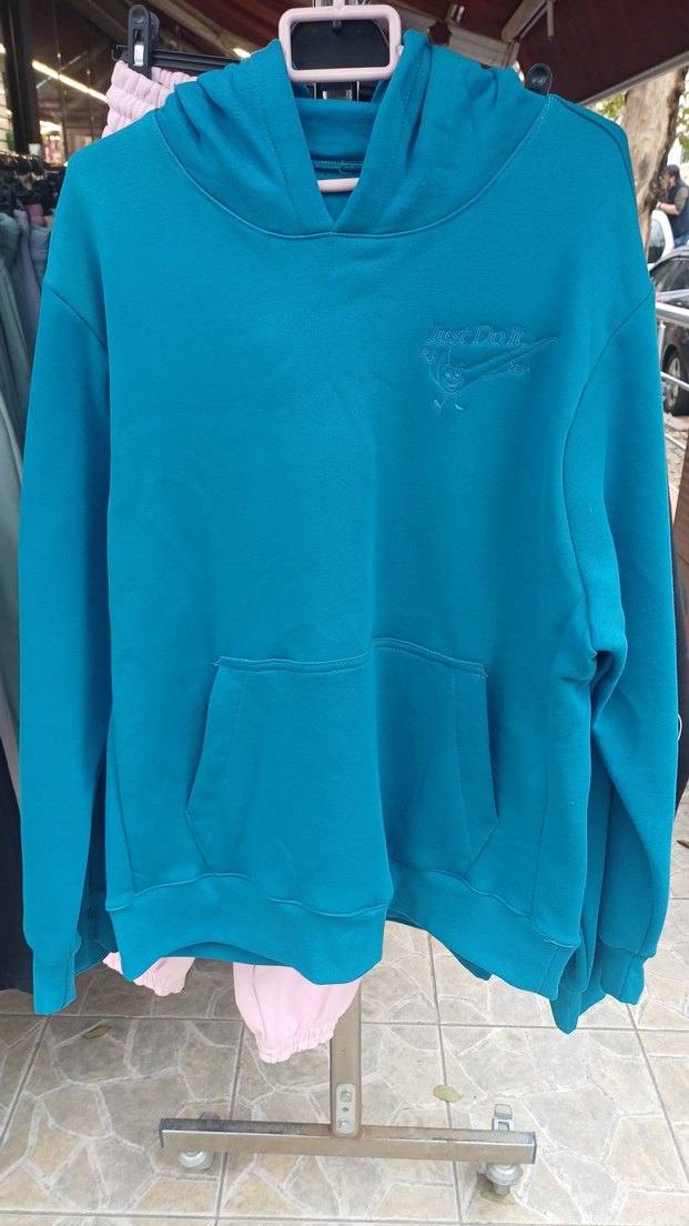 Mavi Kapüşonlu Fermuarlı Kadın Sweatshirt - Görsel 3