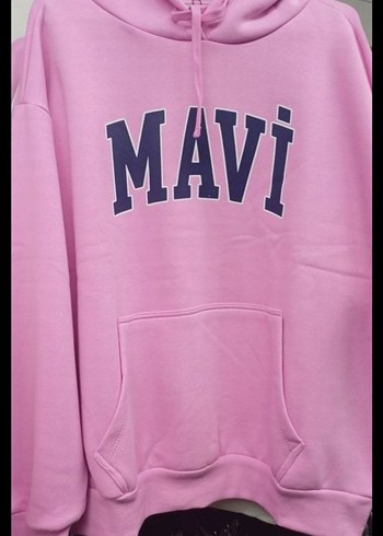 ORJINAL MAVI SIFIR Mavi Logo Baskılı Pembe Kapüşonlu Sweatshirt - Görsel 2