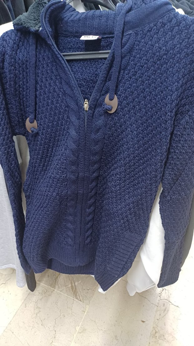 Kapüşonlu Örgü Kadın Kazak - Lacivert - Görsel 2