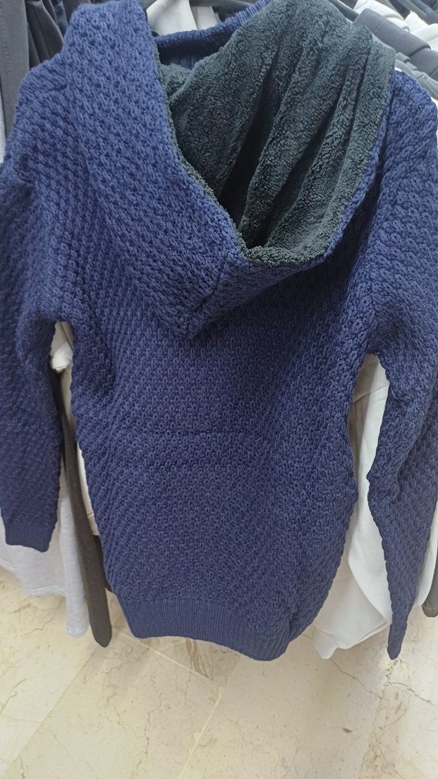 Kapüşonlu Örgü Kadın Kazak - Lacivert - Görsel 3