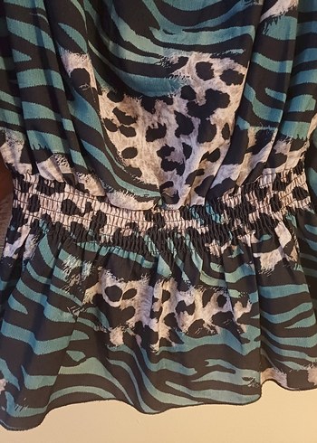 Venüs Zebra Desenli Bohem Mini Bluz