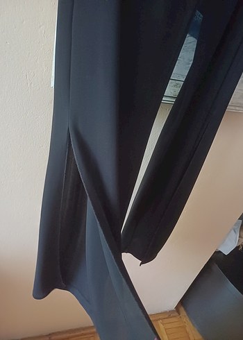 Siyah Drapeli Straplez Uzun Abiye Elbise - Görsel 5