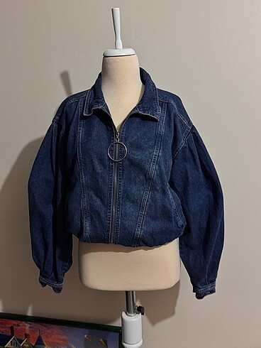 Vintage balon kol jean ceket