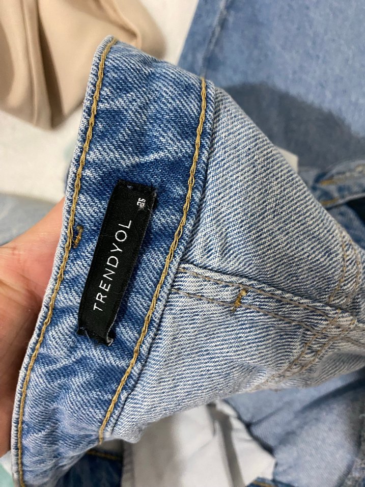 Mavi Rahat Kesim Kadın Midi Denim Pantolon - Görsel 2