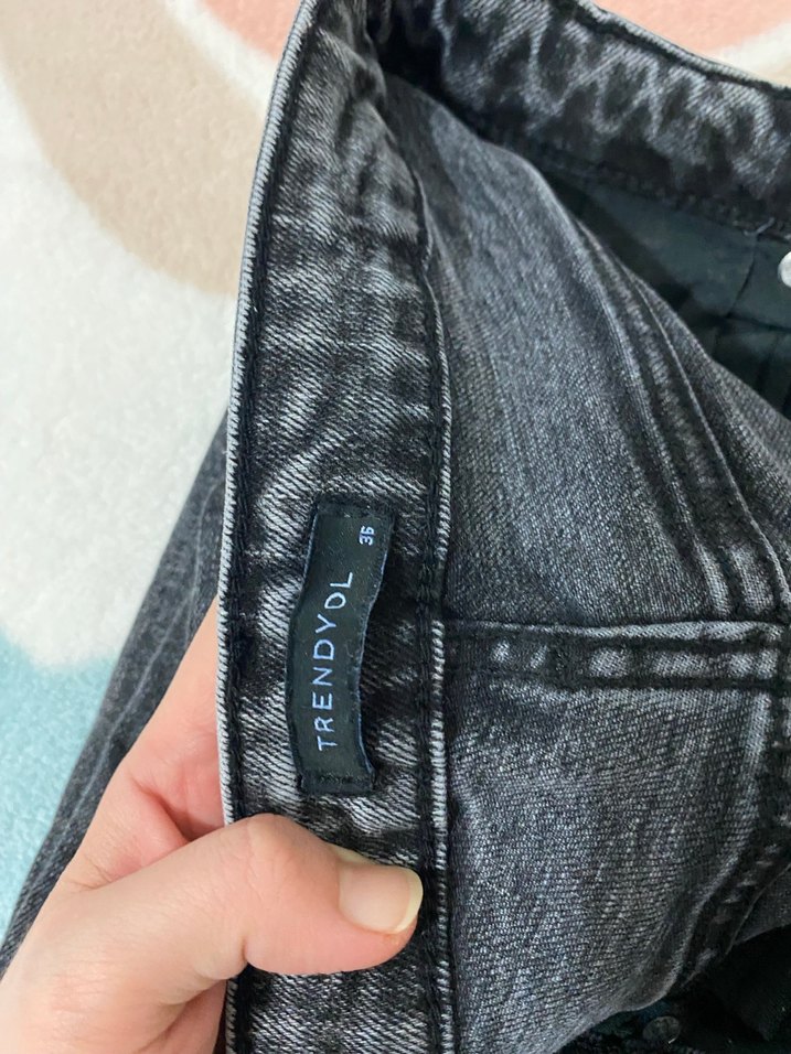 Gri Tie-Dye Kadın Denim Pantolon - Görsel 3