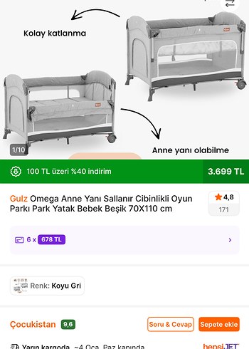 Gulz Omega Sallanır Oyun Parkı 70x110 cm - Görsel 3