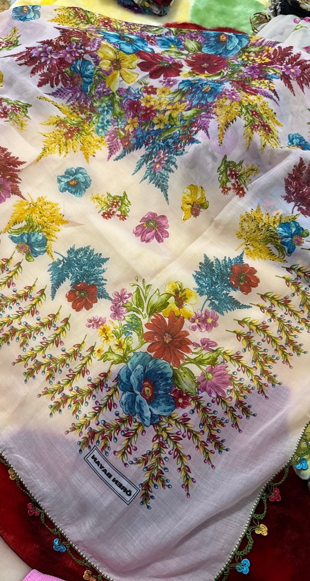 Dantel İşlemeli Çok Renkli Bohem Kadın tülbent - Görsel 2