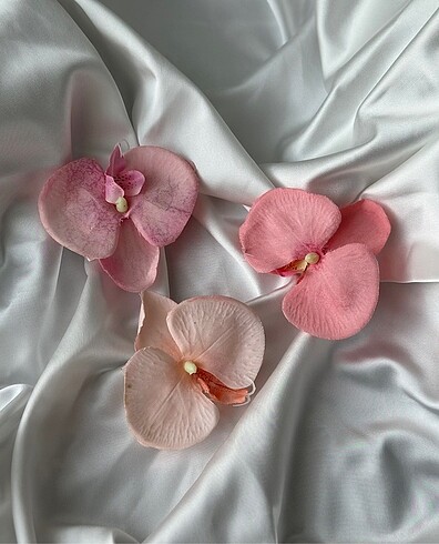 Orkide toka ? pembe lotus toka, çiçekli toka, bastırmalı saç tok