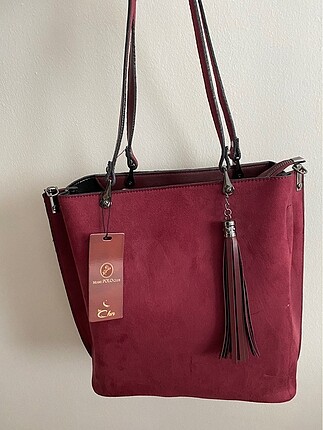 Bordo Süet Çanta