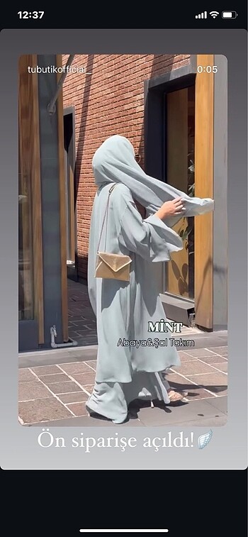 Mint yeşili multi şifon abaya takım