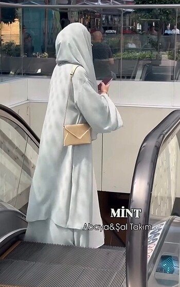 diğer Beden turkuaz Renk Mint yeşili multi şifon abaya takım
