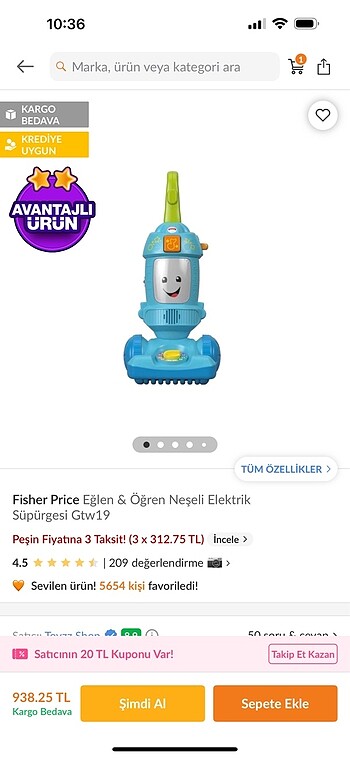 Beden Fisher price egiti süpürge