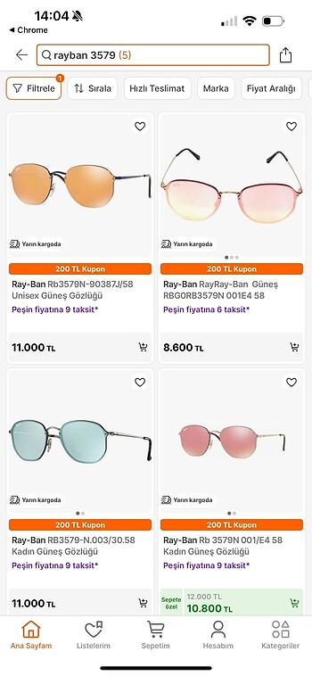 Raybann 3579 gözlük