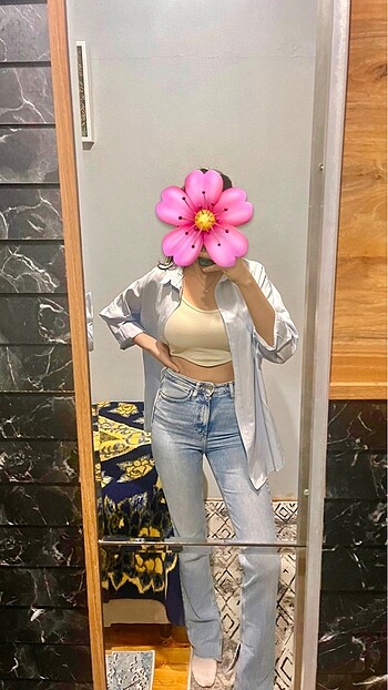 Oversize mavi gömlek