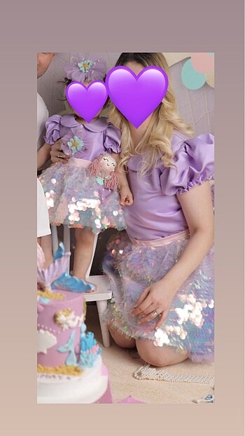 Özel dikim 1 yaş doğum günü elbisesi anne bebek kombin
