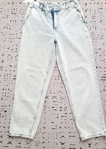Beyaz Loose Fit Midi Kadın Kot Pantolon