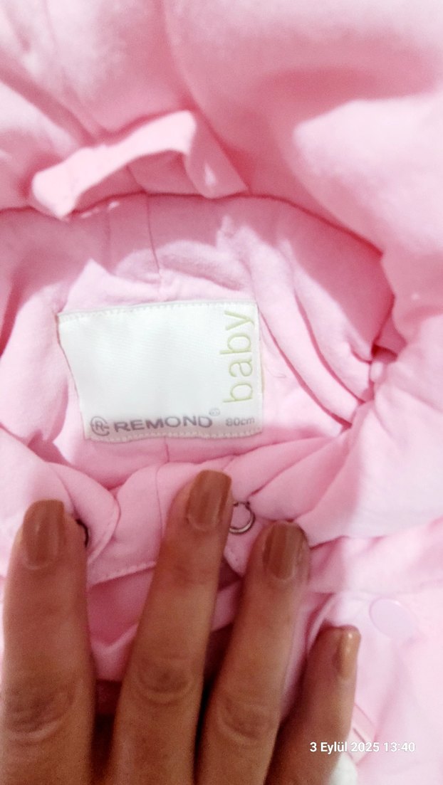 Kapüşonlu ve Fermuarlı Pembe Bebek astronot tulum - Görsel 5