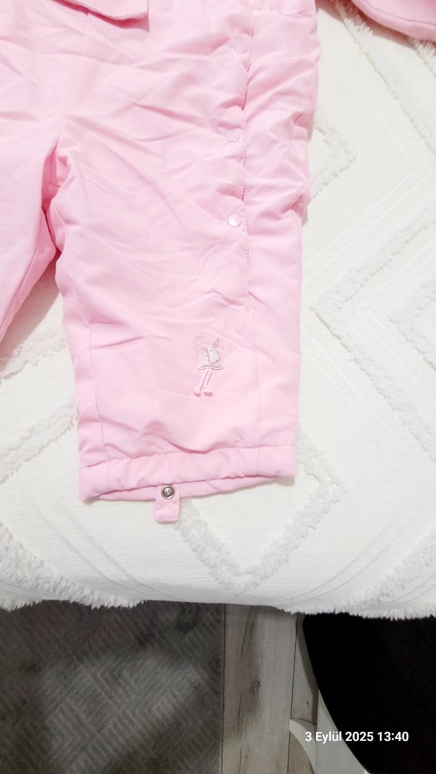 Kapüşonlu ve Fermuarlı Pembe Bebek astronot tulum - Görsel 2